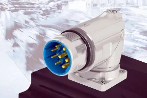 Conector M23 de panel en ángulo recto